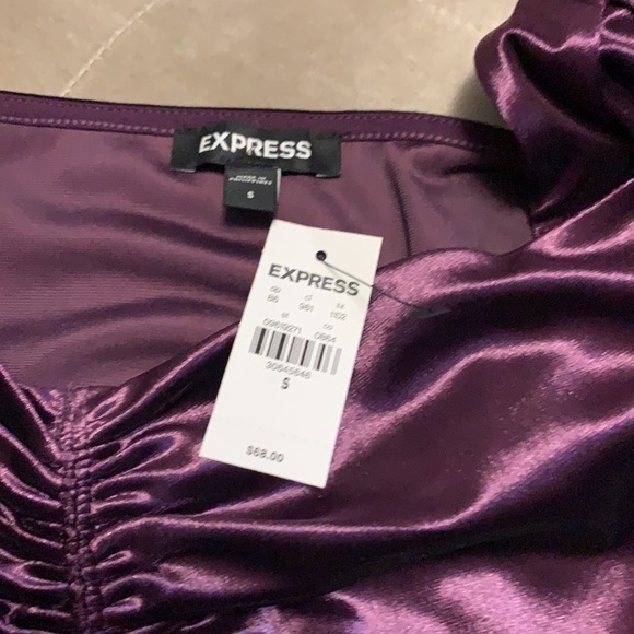Express Purple velvet longsleeve top with slightly puffed sleeves - Picture 9 of 11